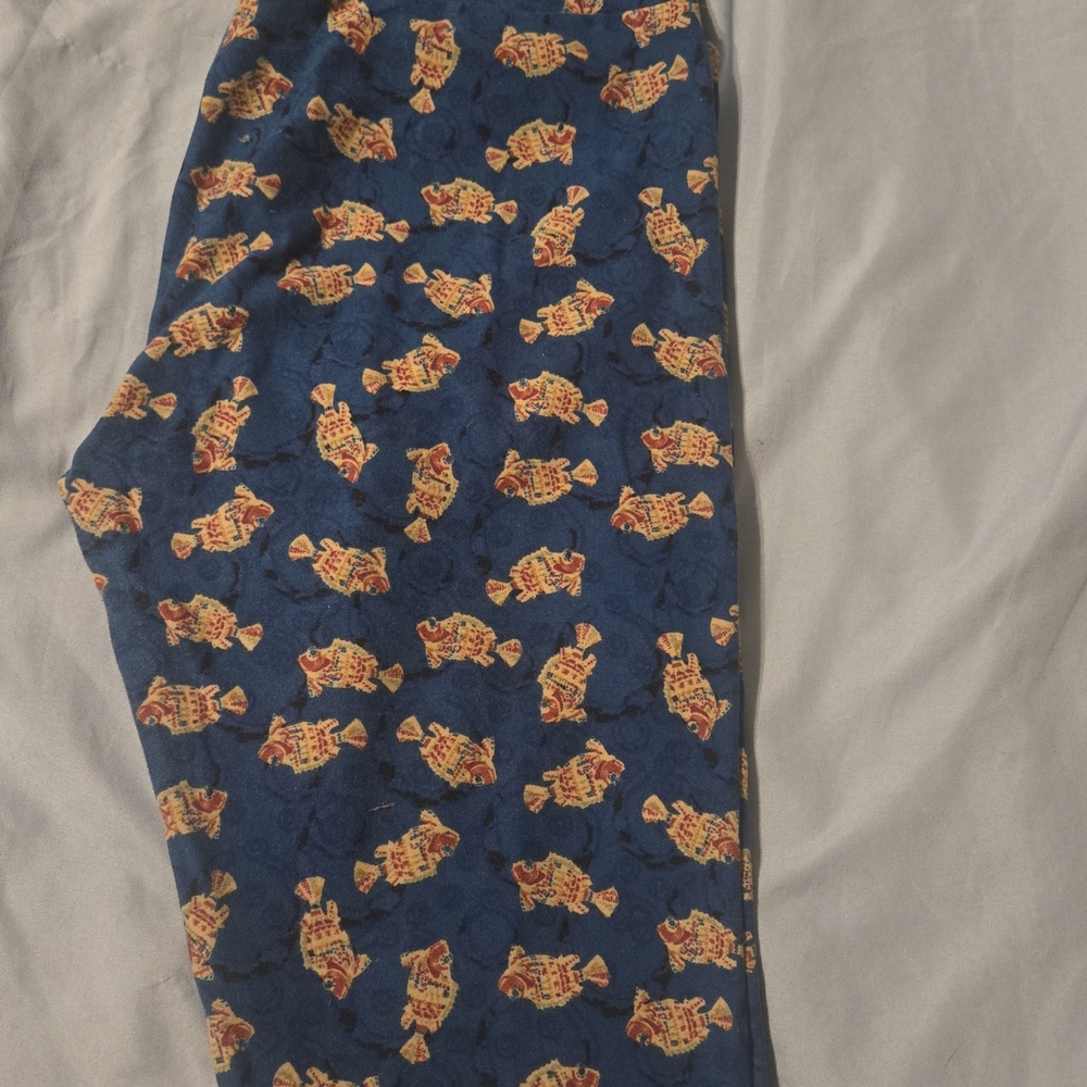 LuLaRoe Blue and Orange Patterned Leggings